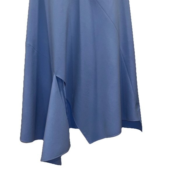 OSCAR DE LA RENTA Dress Blue Midi Wool Asymmetric Size 10 Elegant Formal NWT - Picture 8 of 13